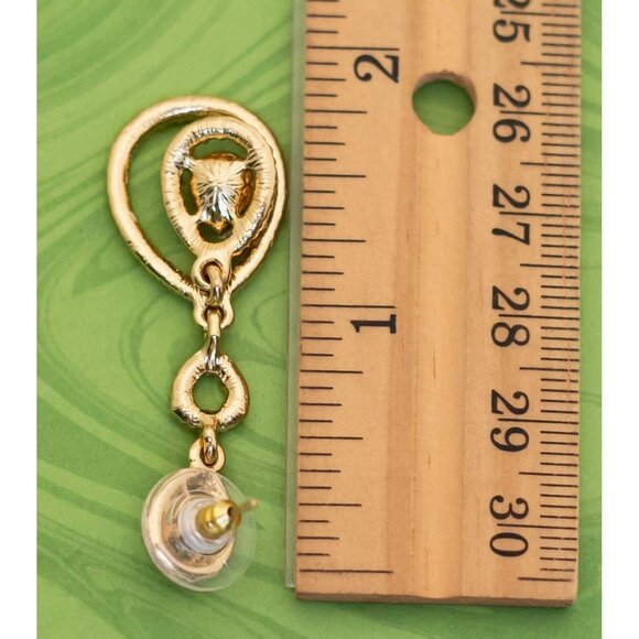 Vintage Intricate Victorian Teardrops Dangle Earrings - W6 - Picture 2 of 2